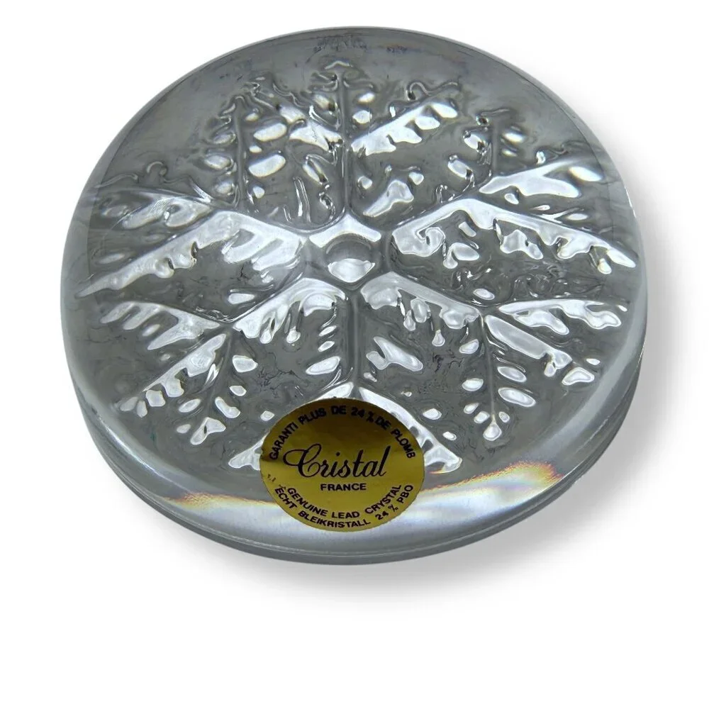 Crystal Snowflake Paperweight by Avon Clear Made in France Christmas Collectible